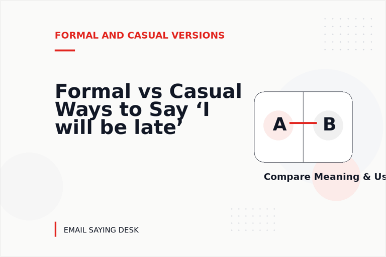 Formal vs Casual Ways to Say ‘I will be late’ Formal vs Casual Ways to Say ‘I will be late’